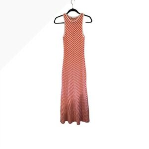 Zara Knit Maxi Dress Orange White Chevron Pattern Sleeveless Tank Size‎ S Resort